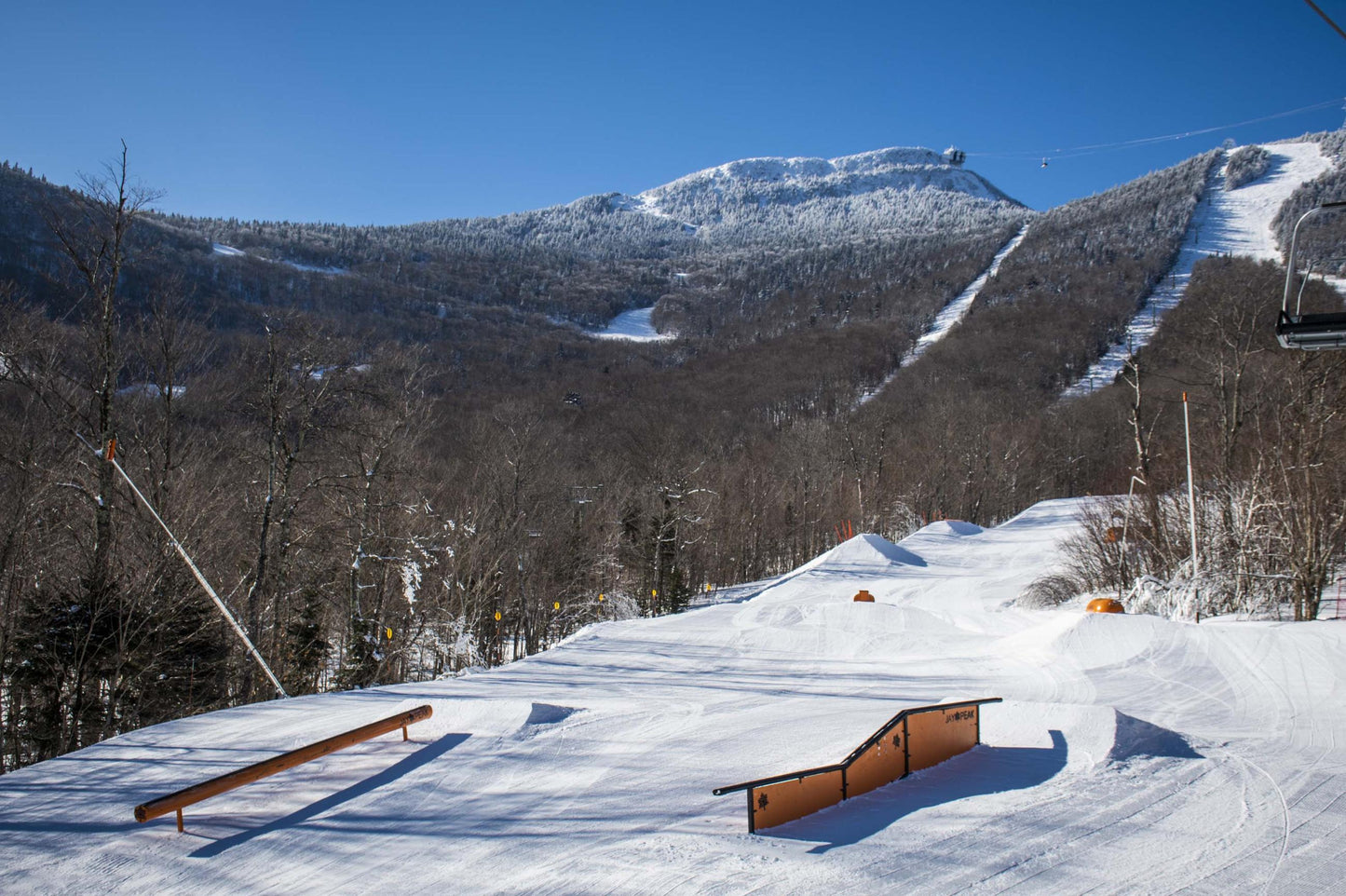 Vermont Ski Resort terrain park for tricks.